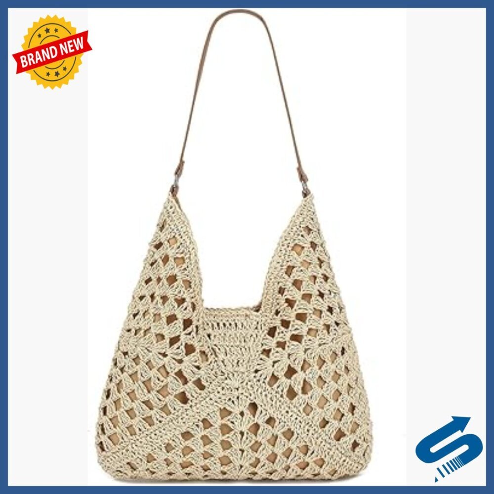 Large Straw Hobo Shoulder Bag Beach Tote Raffia Woven Purse Summer